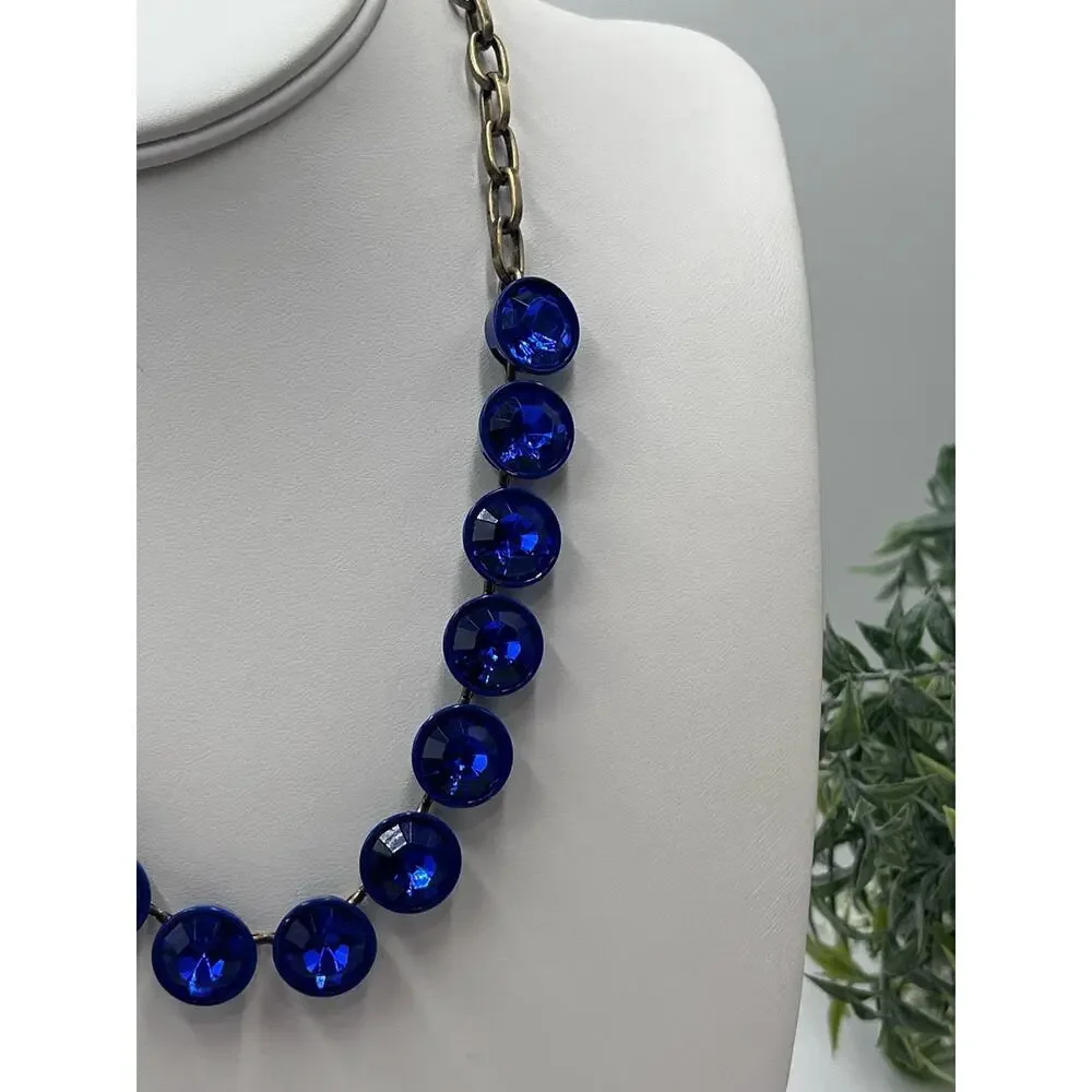 J. Crew Bright‎ Blue Brûlée Faceted Bezel Set Collar Rhinestone Necklace